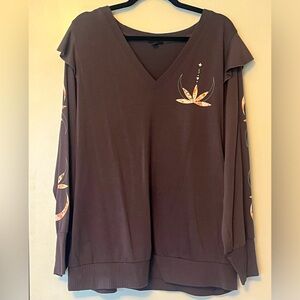 Torrid, grey, long sleeve blouse.